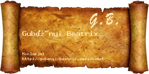 Gubányi Beatrix névjegykártya